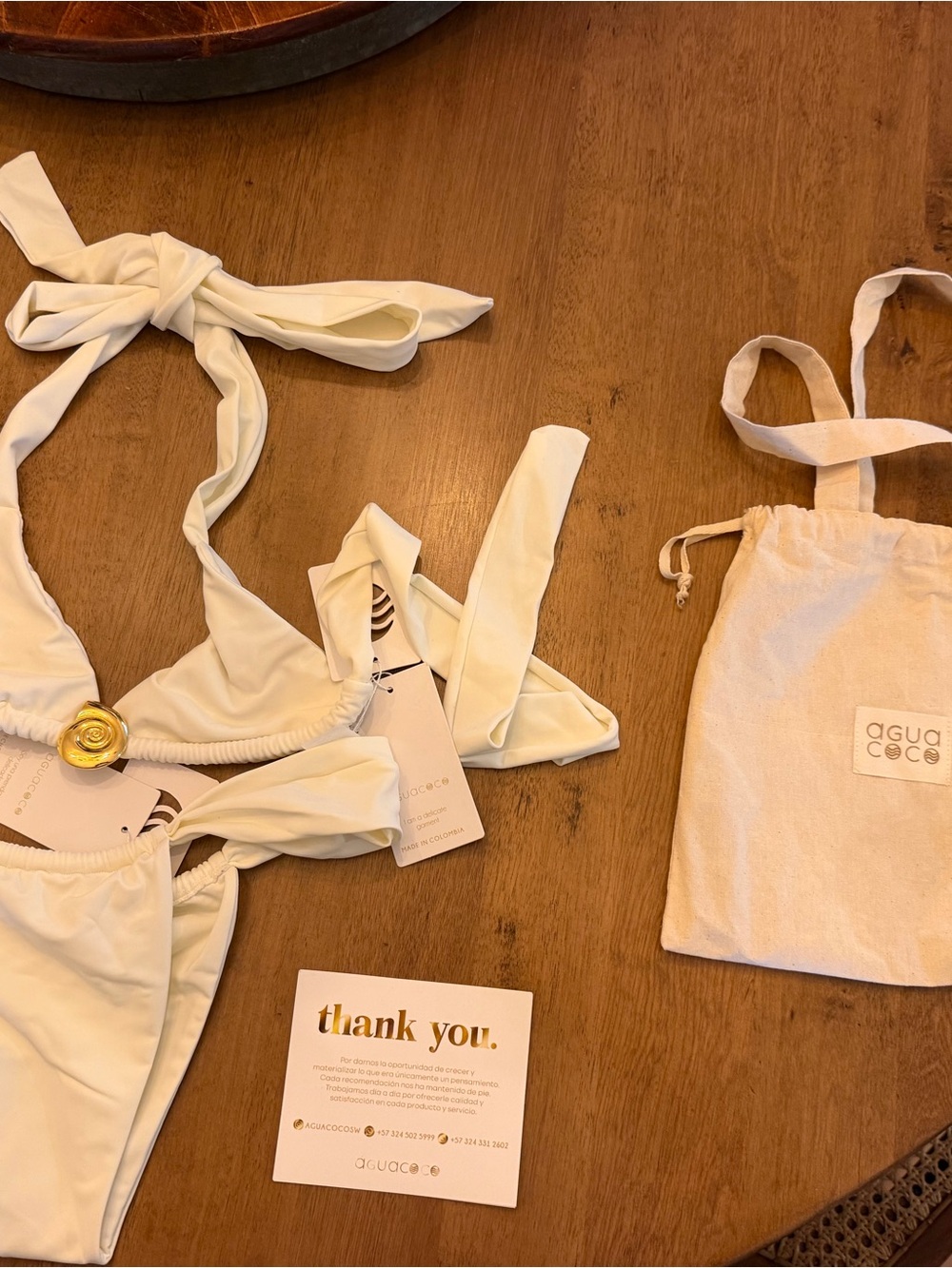 Agua Cocó Cream Triangle Bikini Set